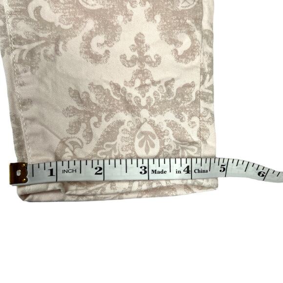 J Brand Capri Romantic Skinny Pants Cream Tan Damask Printed Stretch Women's 25 - Picture 8 of 11